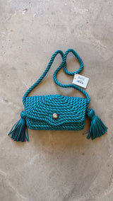 Leather Woven Tassel Bag