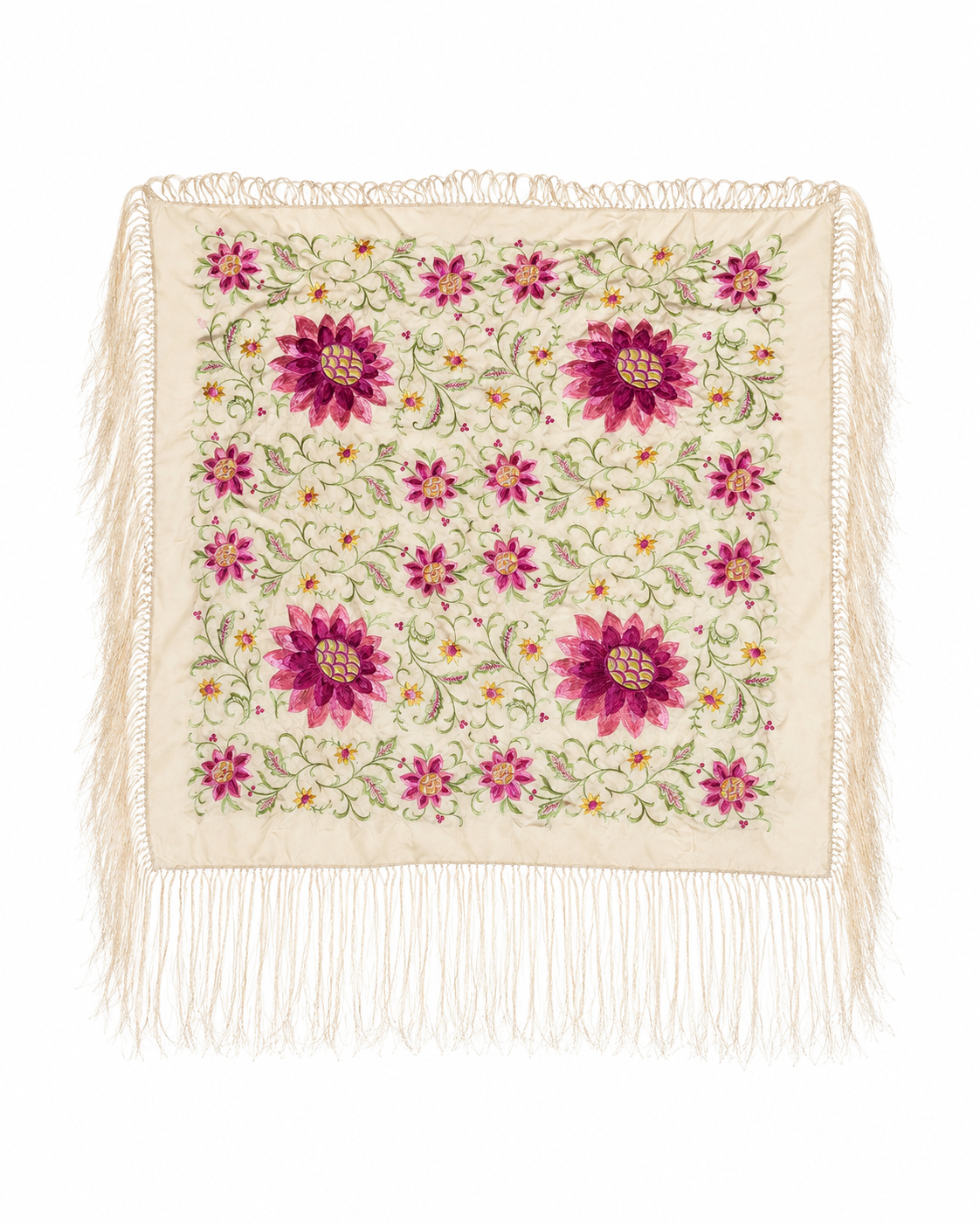Antique Embroidered Piano Shawl