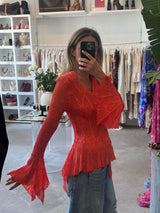 Crinkle Bell Sleeve Top