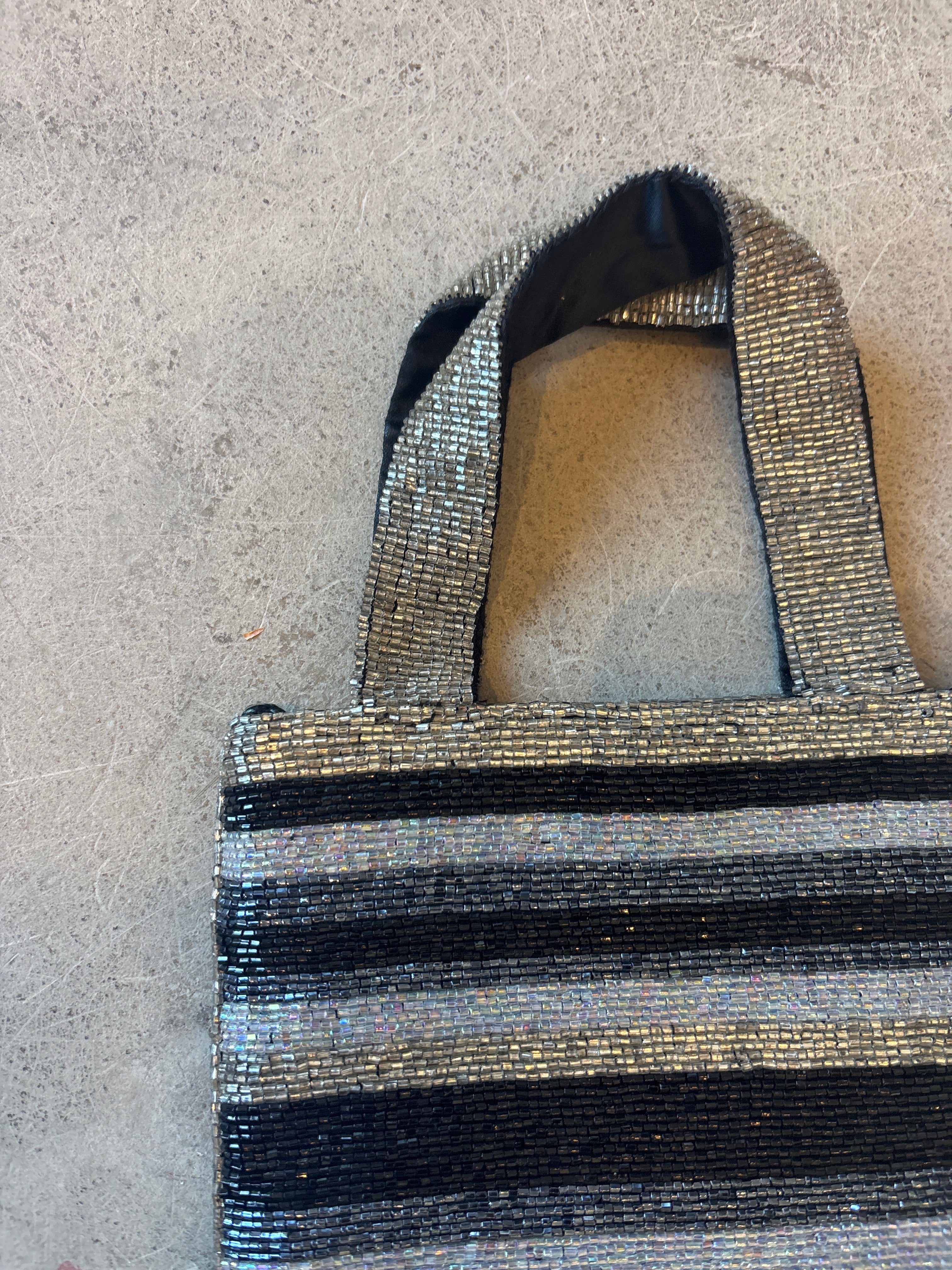 Beaded Mini Bag Silver