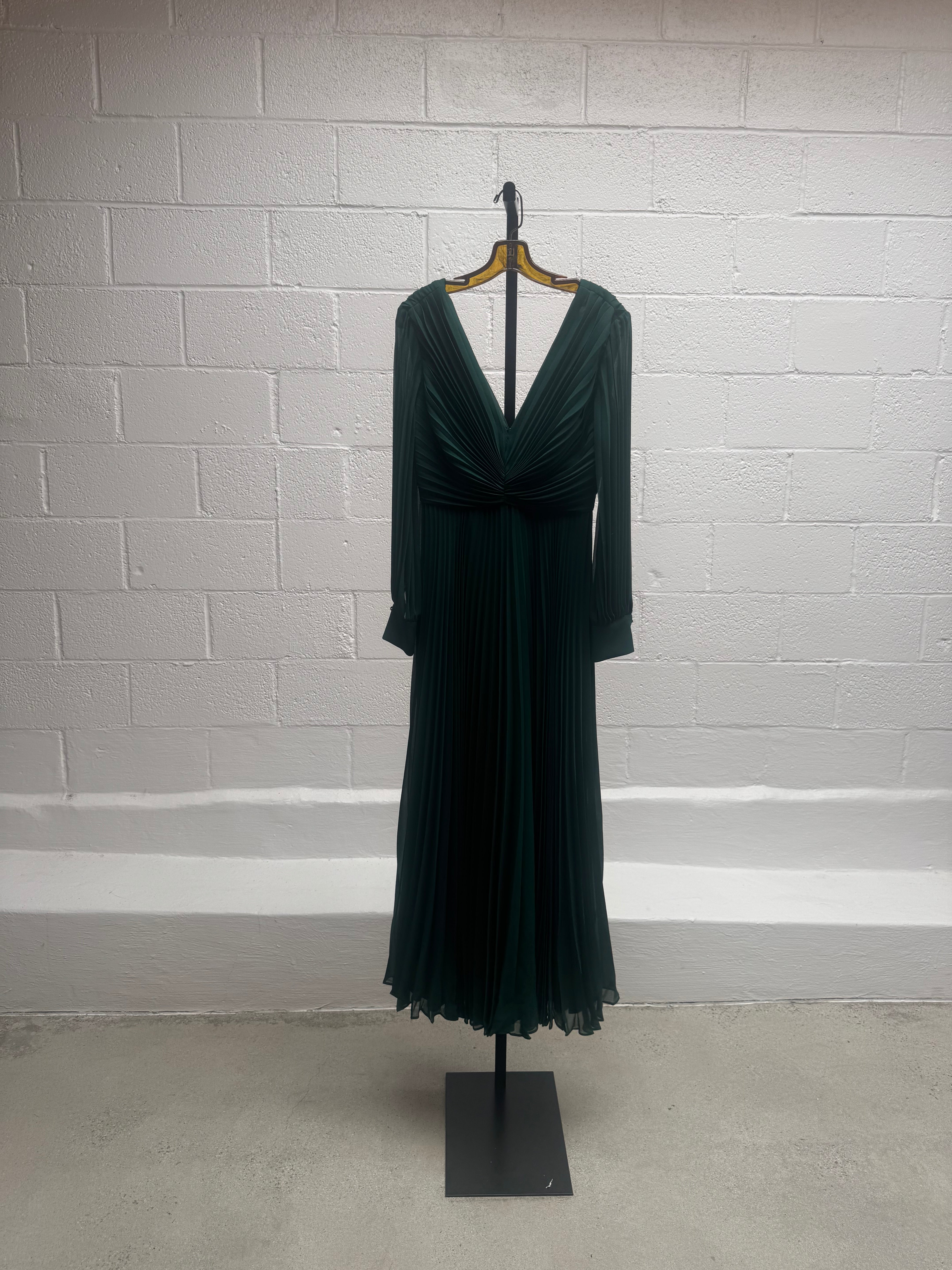 Green pleated Gown