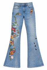 Embroidered Bell Bottom Jeans
