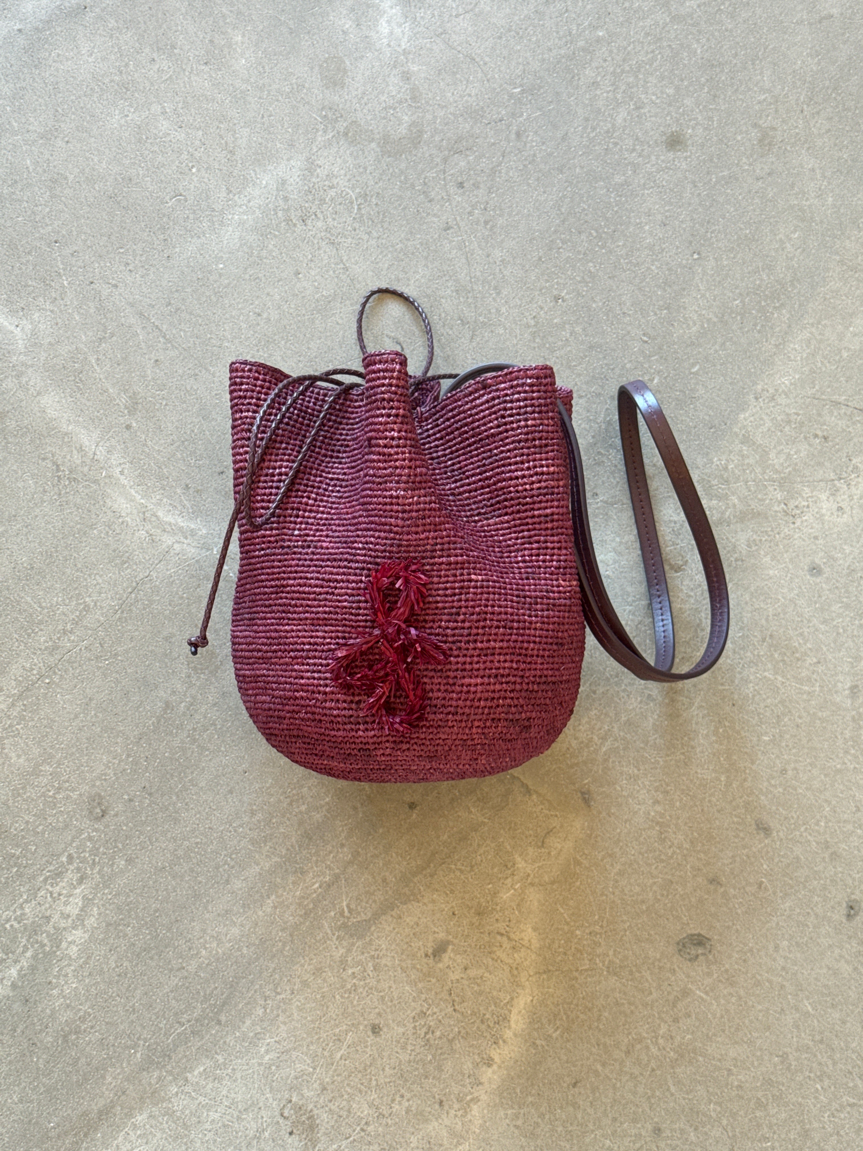 Burgundy Wicker Bag