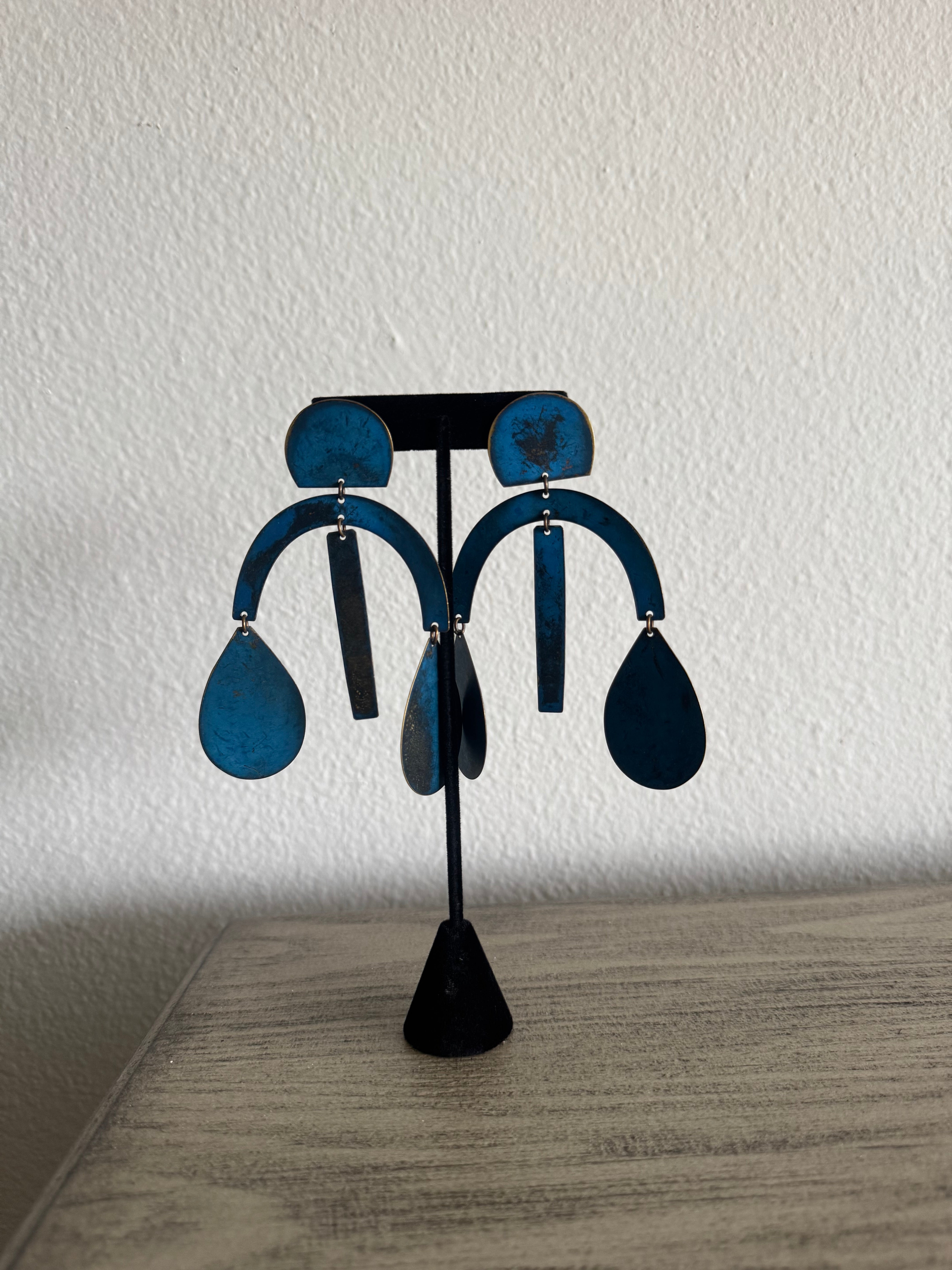 Cobalt Blue Geometric Earrings