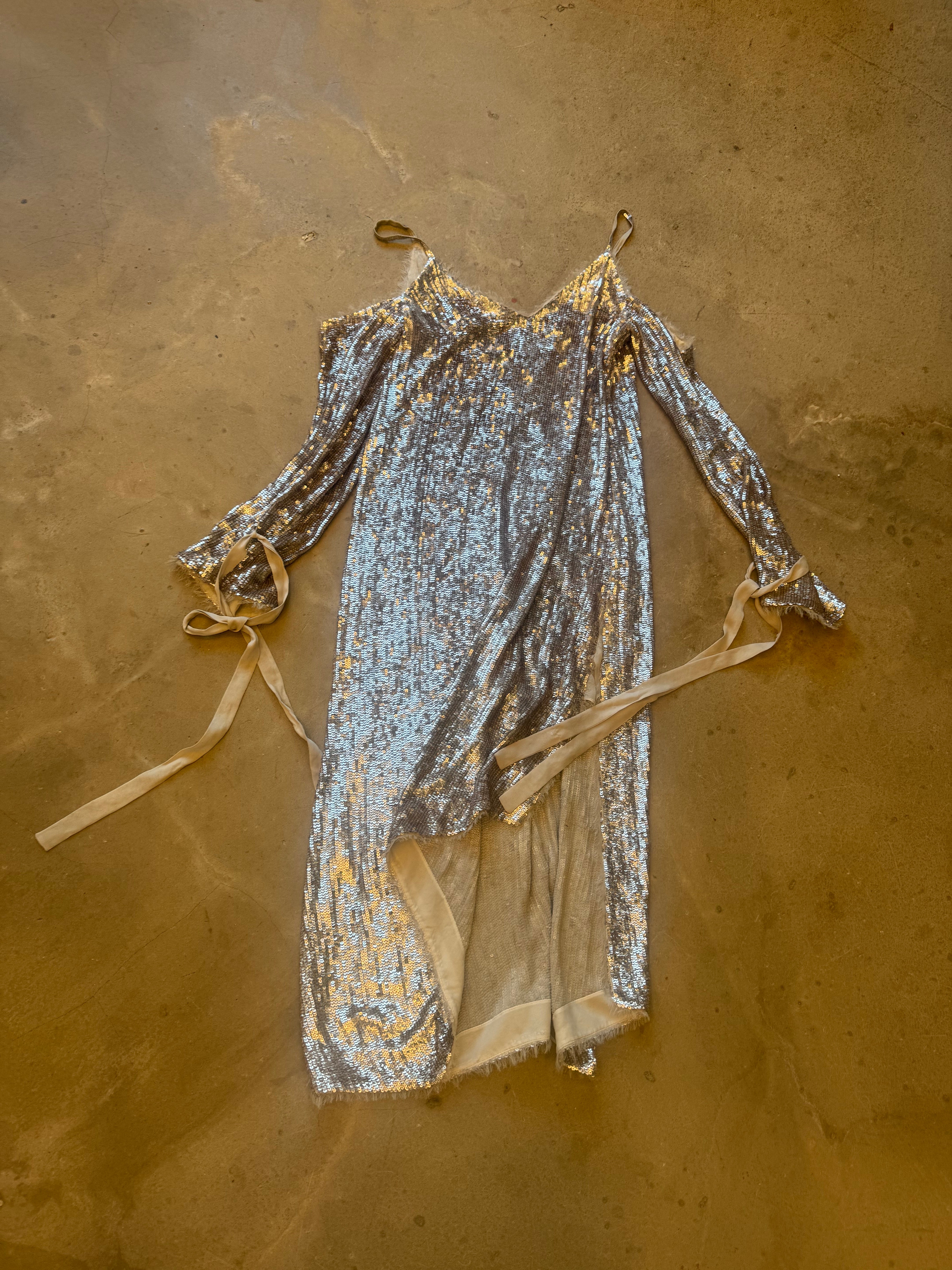 Silver Sequins Asymmetrical Dress