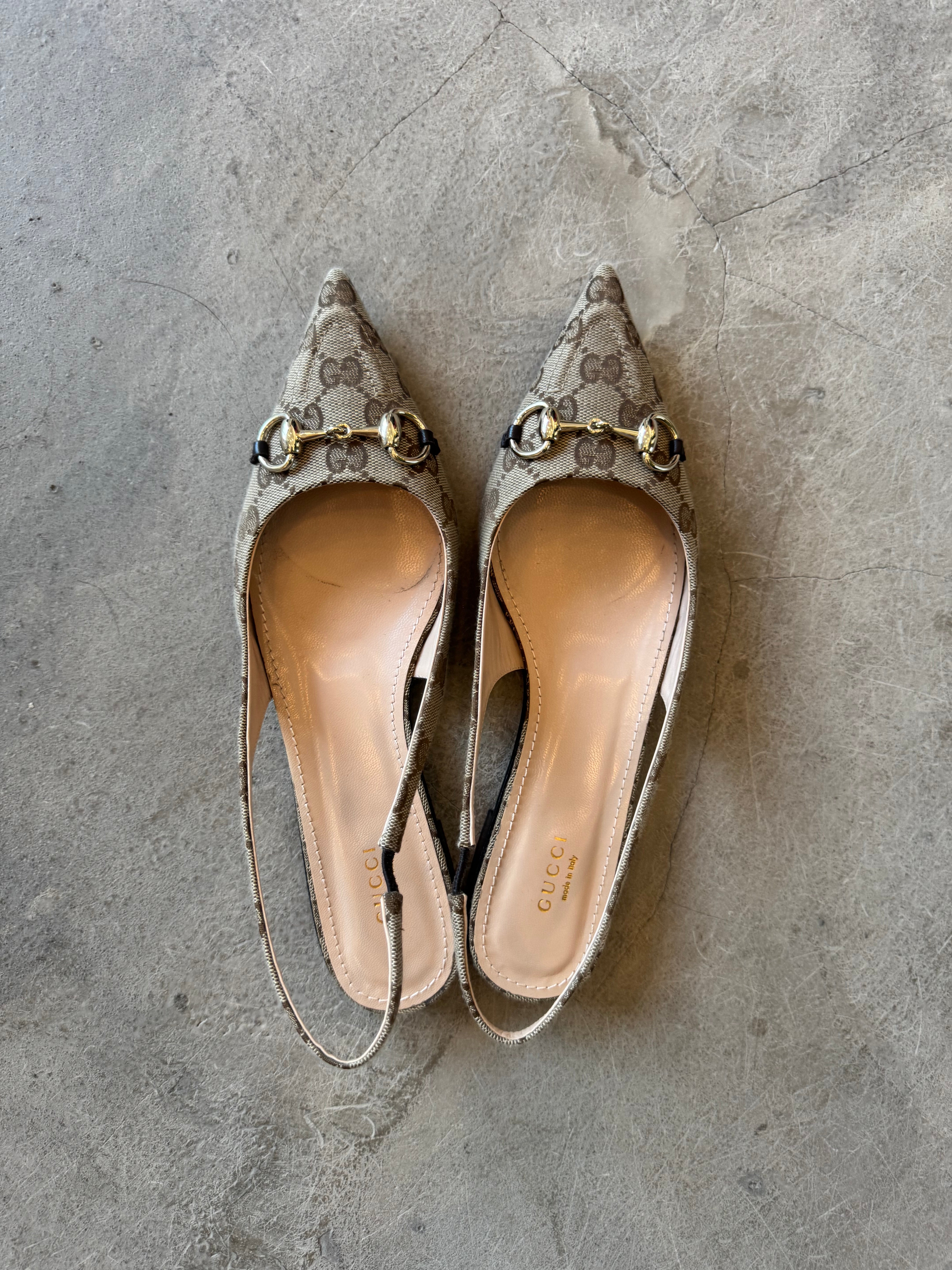Monogram Horsebit sling back heel