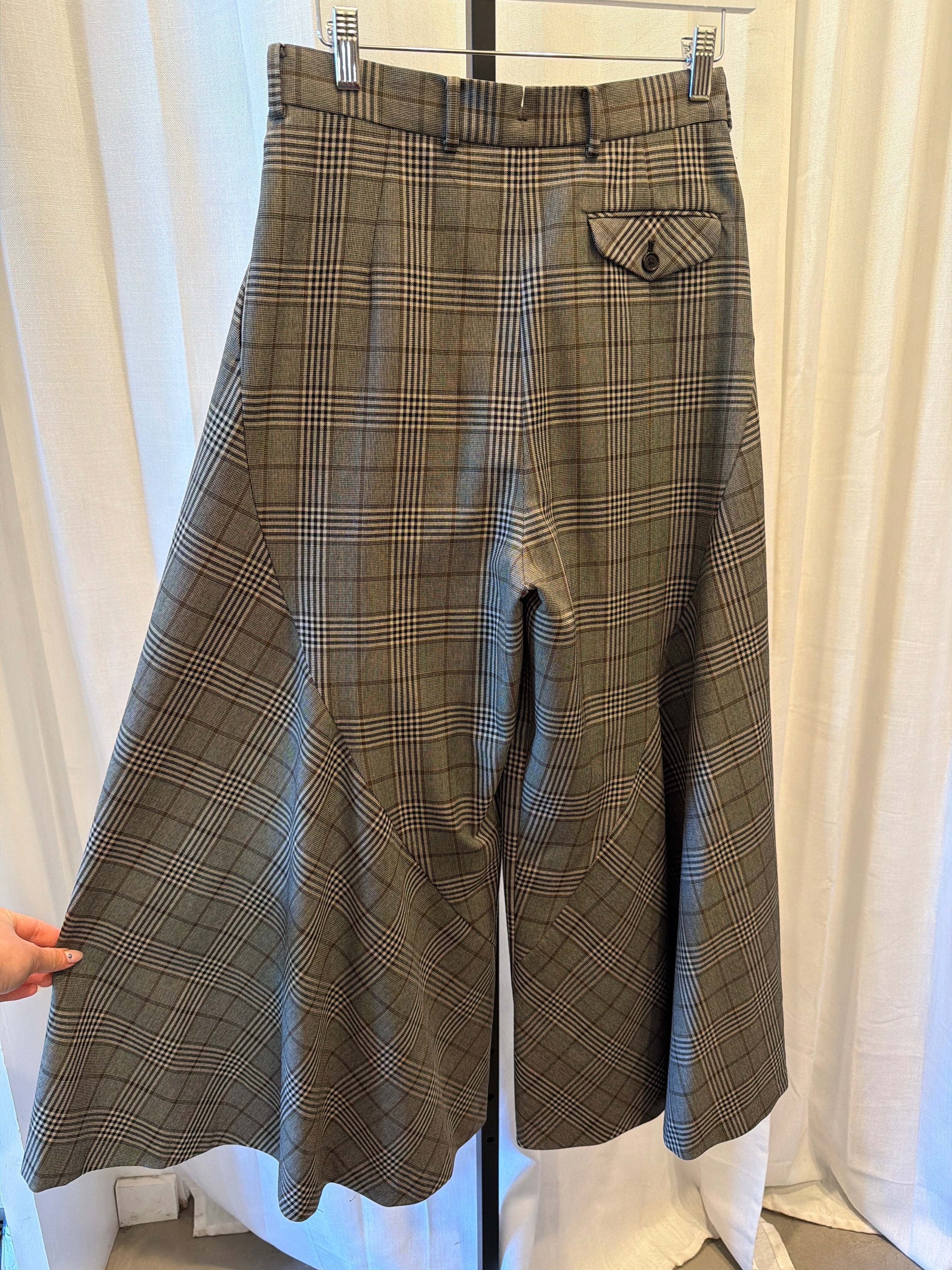 Plaid Wide Leg Wool Pants