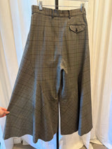 Plaid Wide Leg Wool Pants