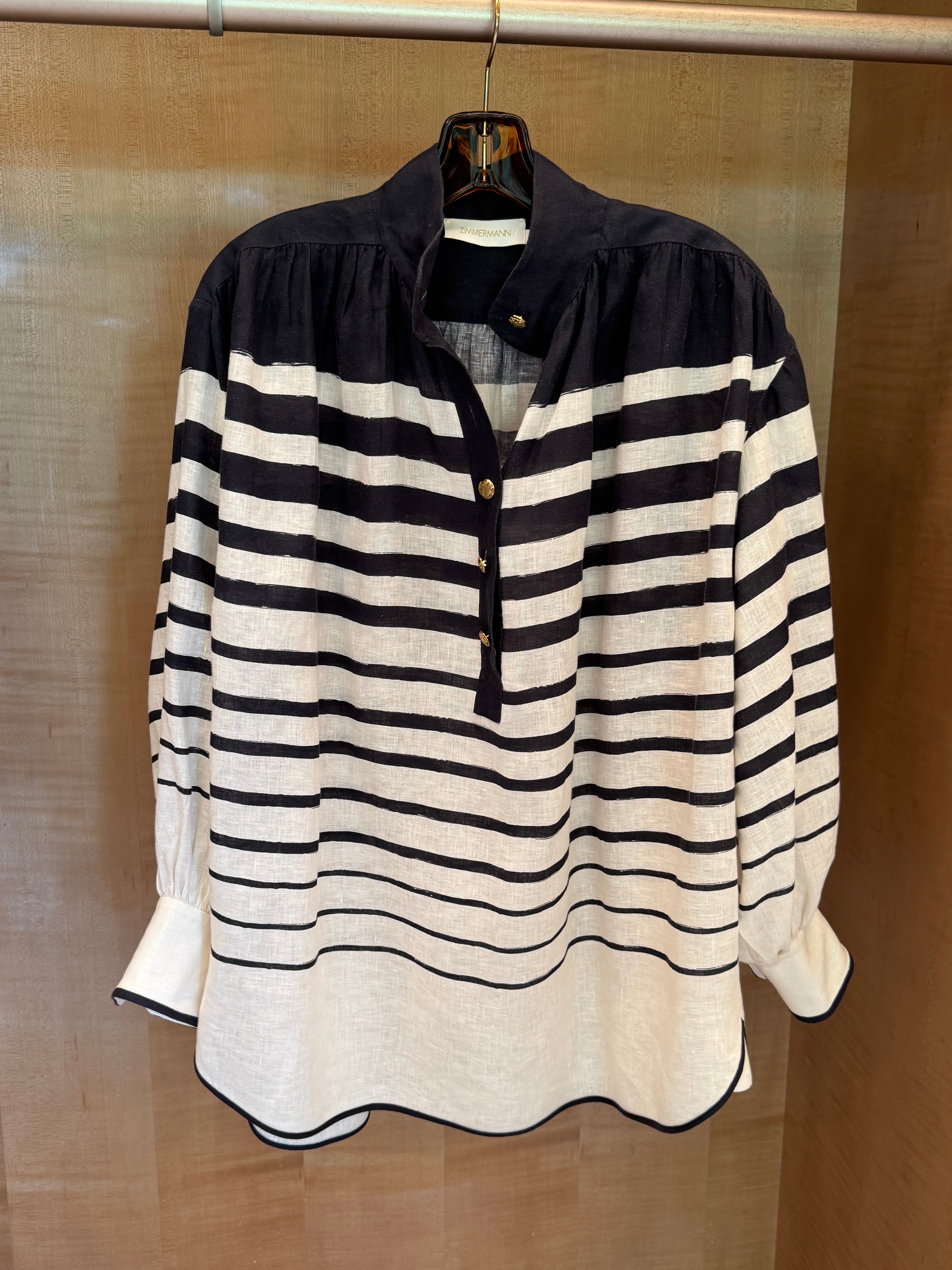 Stripe Linen Top with belt