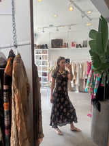 Brown and Dusty Purple Floral Dress