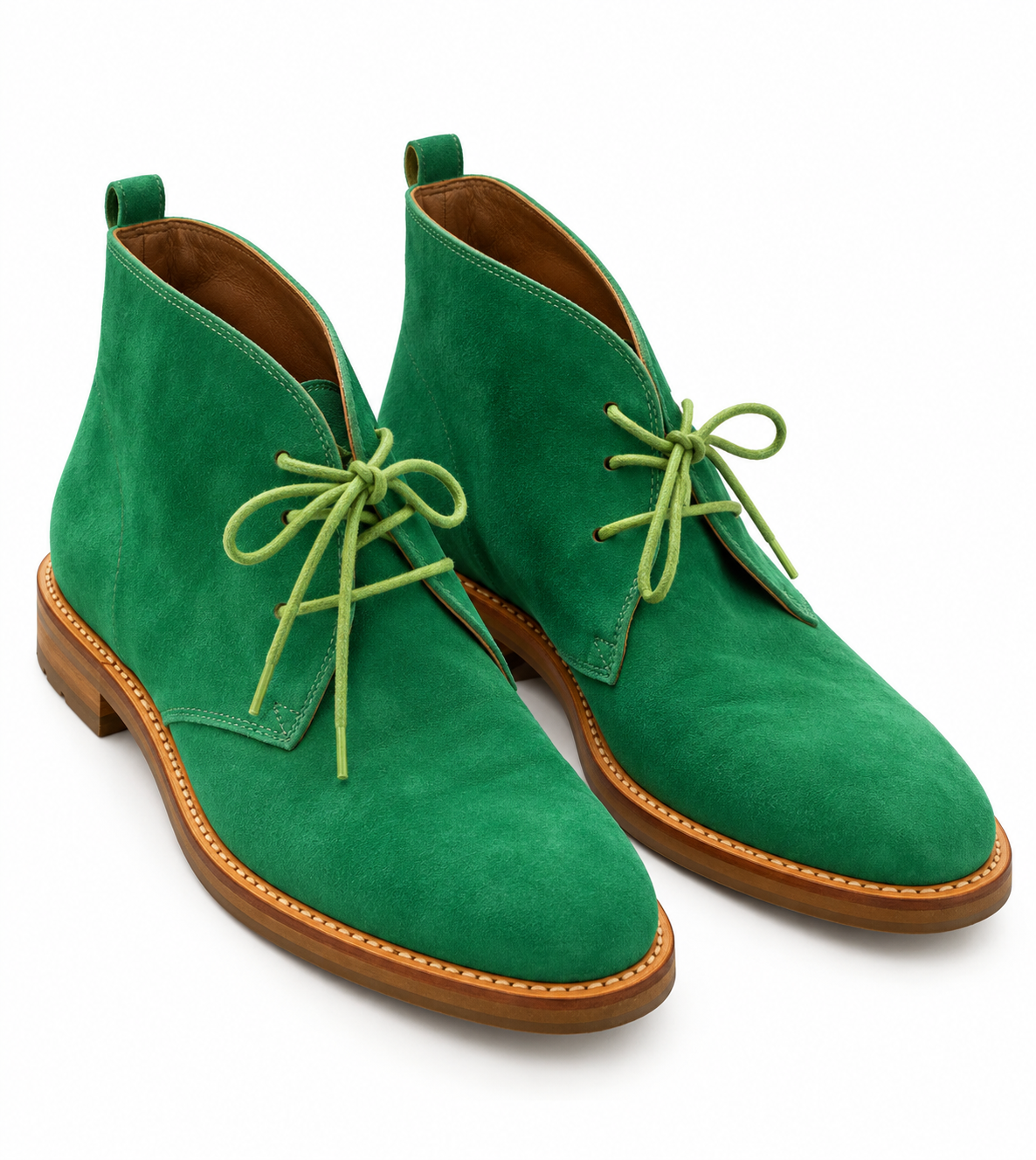 Green Suede Lace-Up Boots