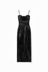 Black Sequin-Embellished Gown