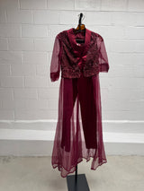 Burgundy Beaded Suit Set