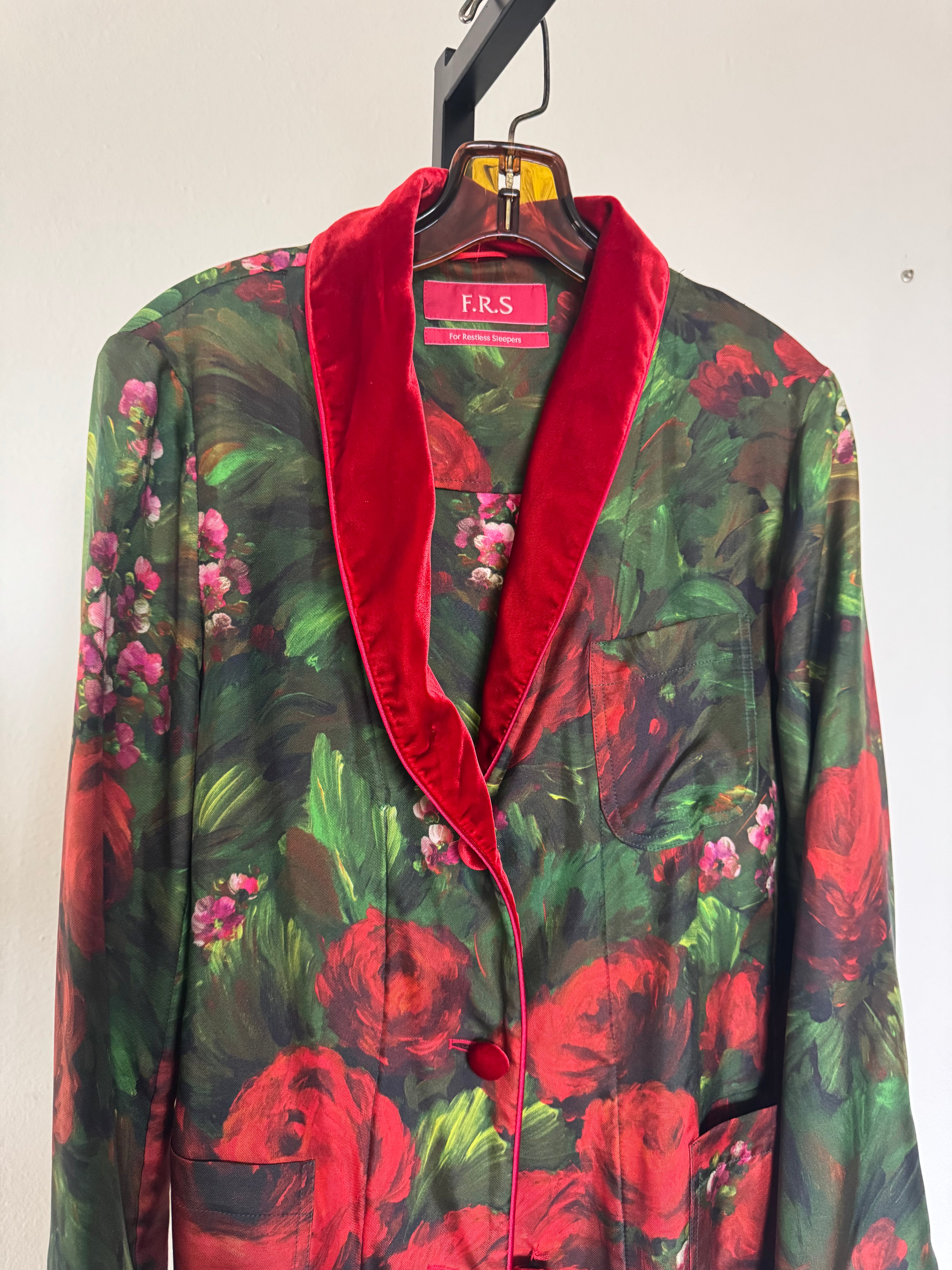 Floral and Velvet Trimmed Suit