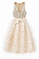 Runway Ostrich Feather and Sequin Dress