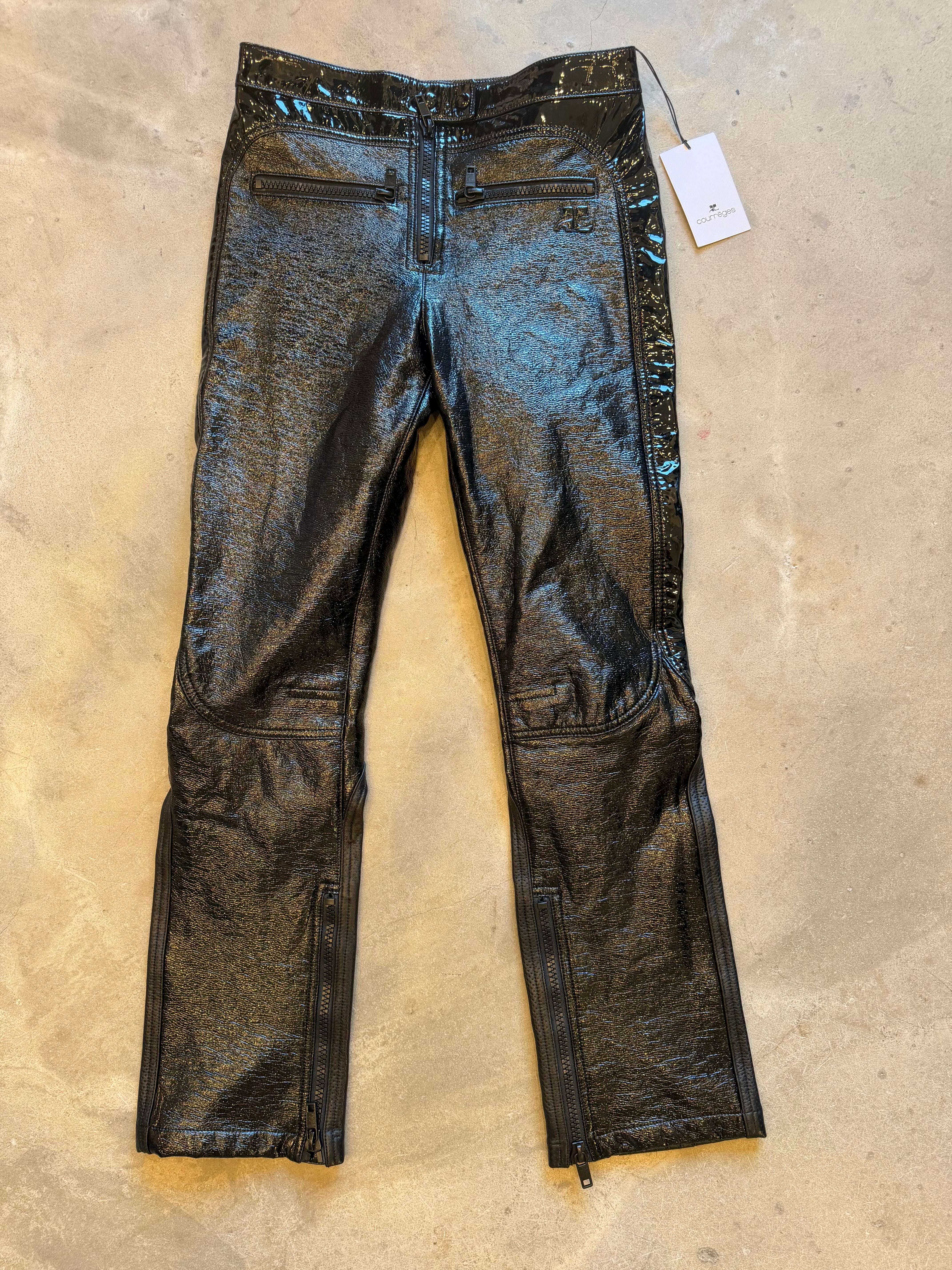 Patent & Cracked Leather Pants