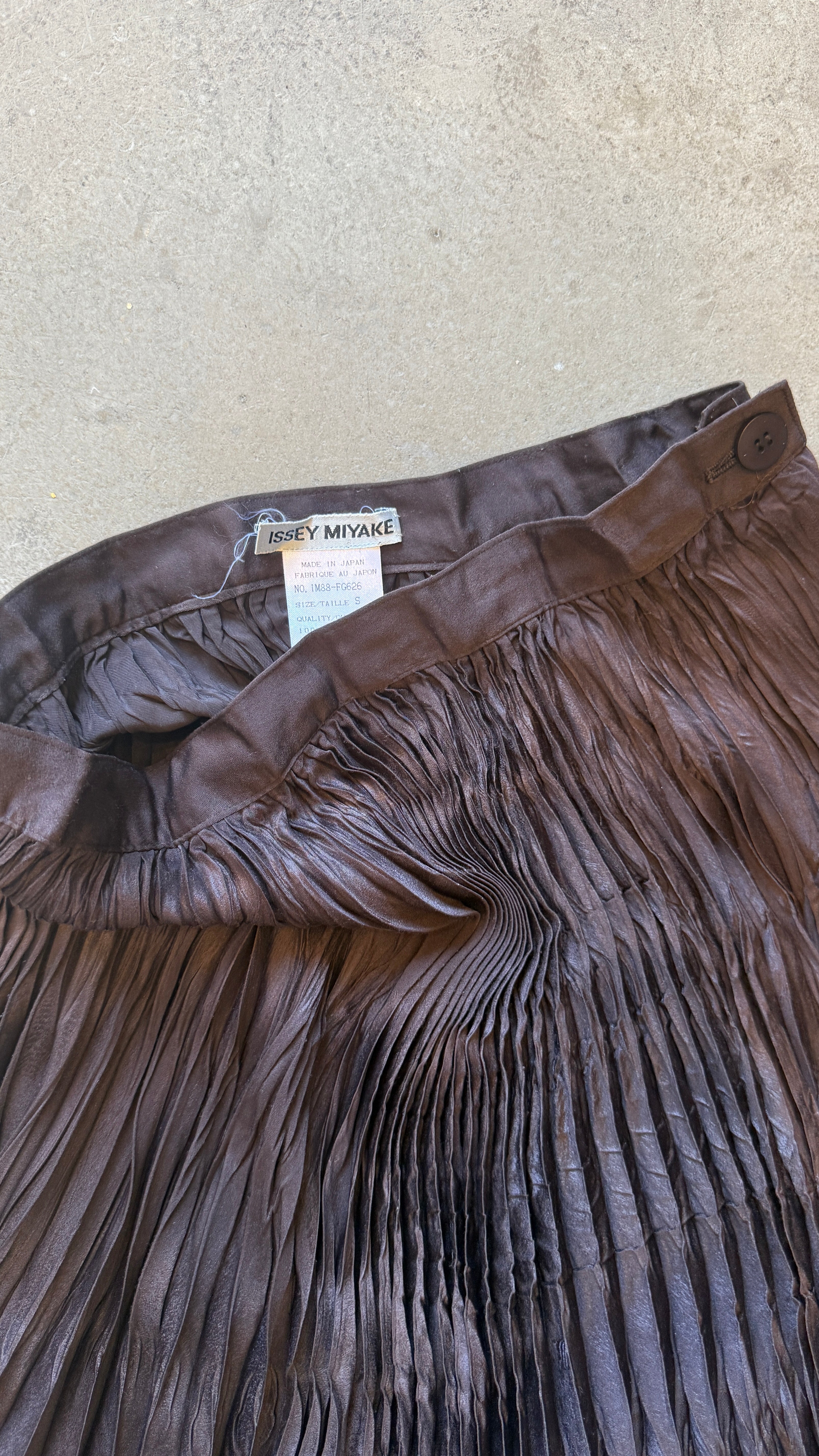 Brown Pleated Maxi Skirt