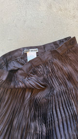 Brown Pleated Maxi Skirt