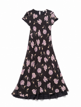 Brown and Dusty Purple Floral Dress