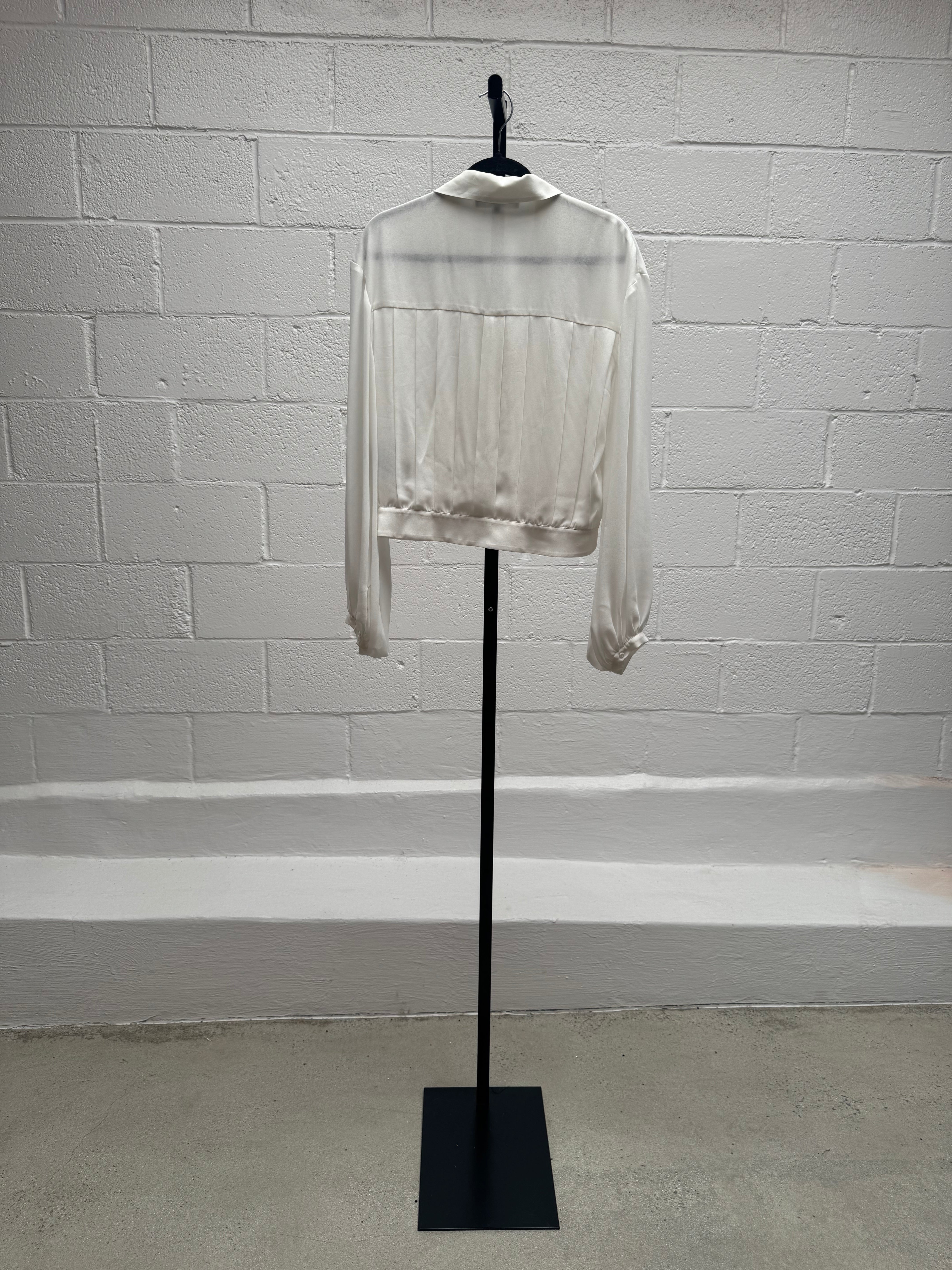 White Silk pleated shirt