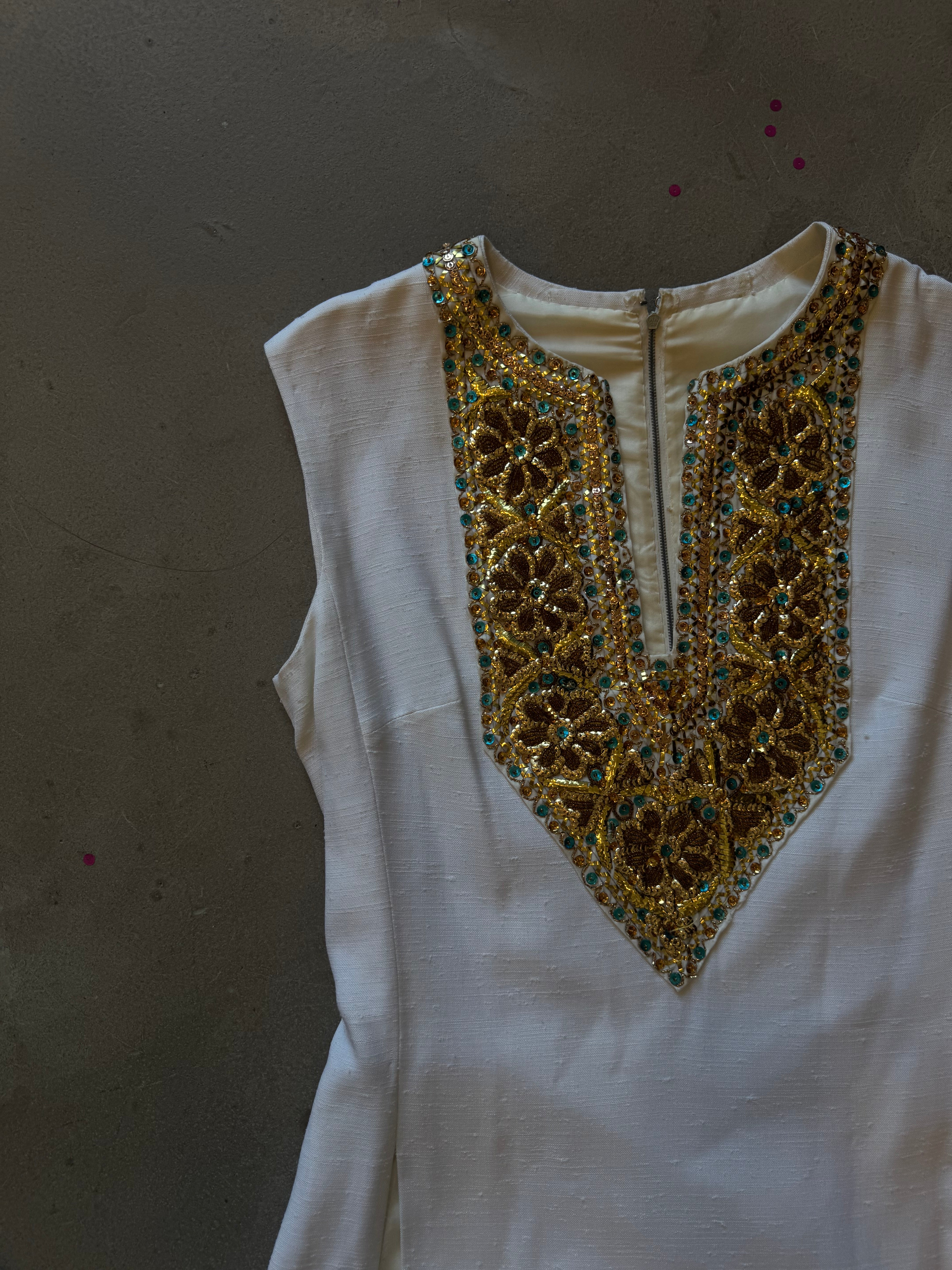 Vintage Silk & Embroidery Tunic with Short