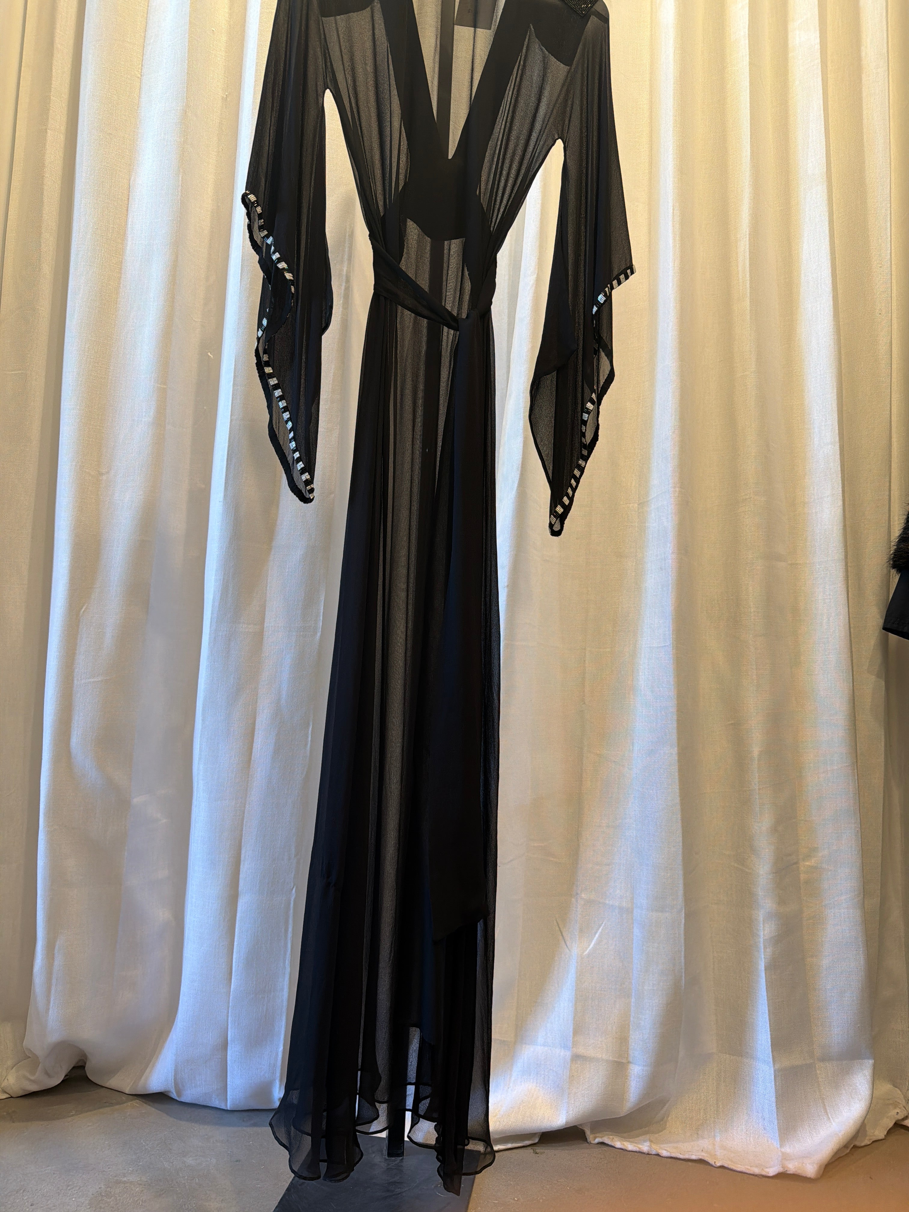 Sheer Beaded Caftan Dress
