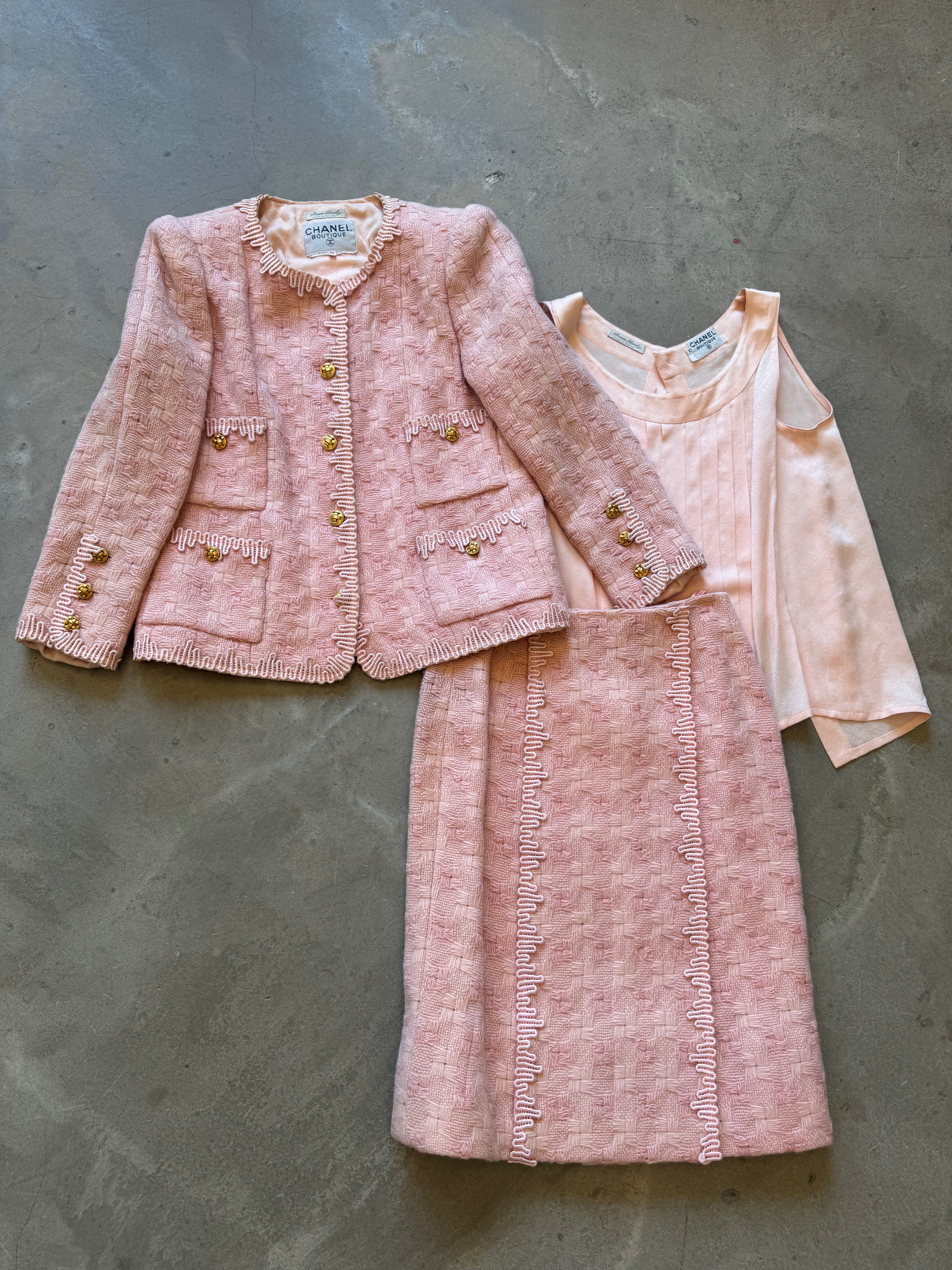 Three Piece Blush Pink Vintage Skirt Suit