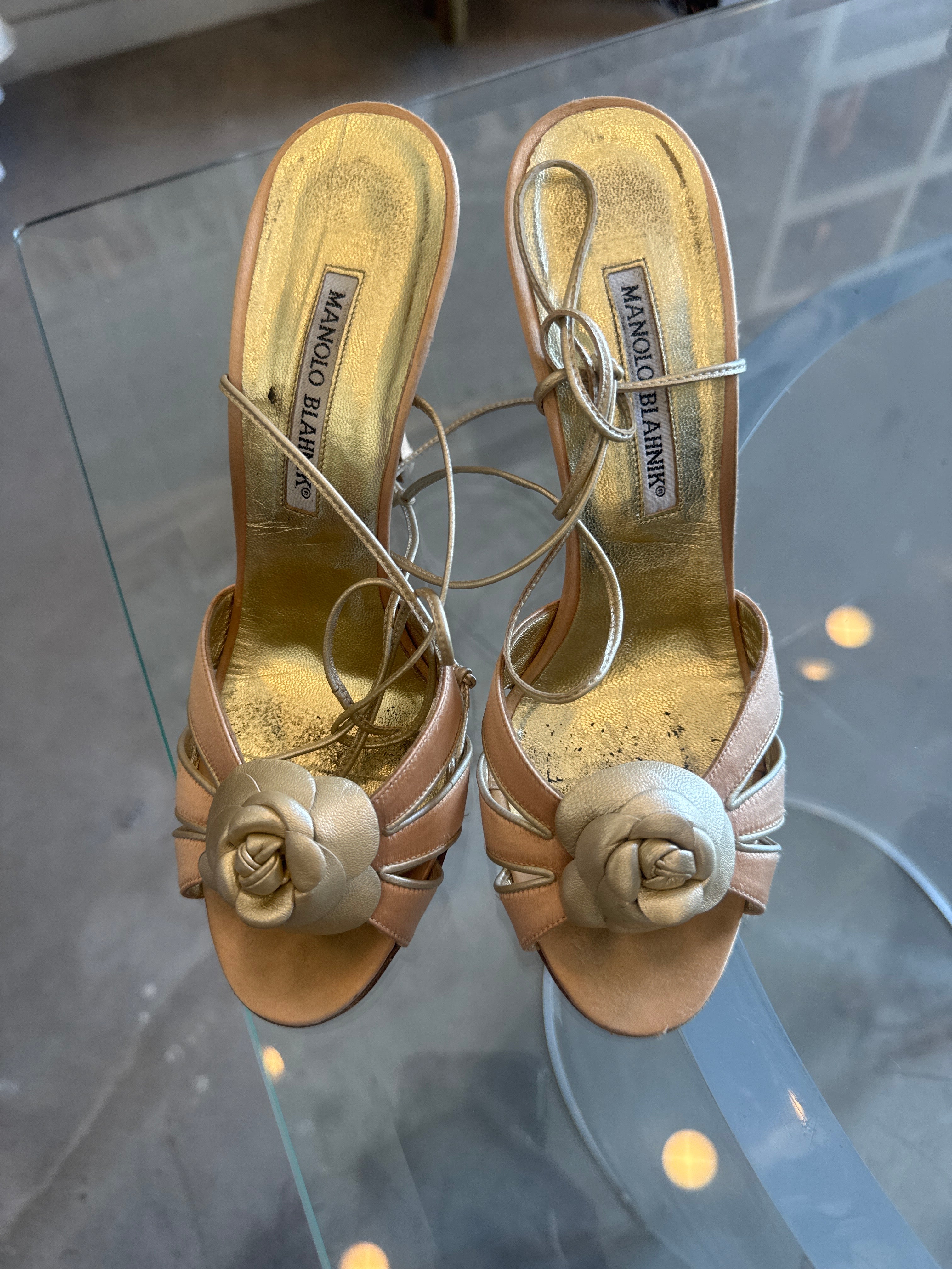 Rose Heels with delicate leather wrap