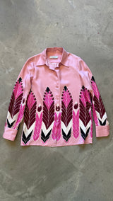 Pink Feather Print Blouse