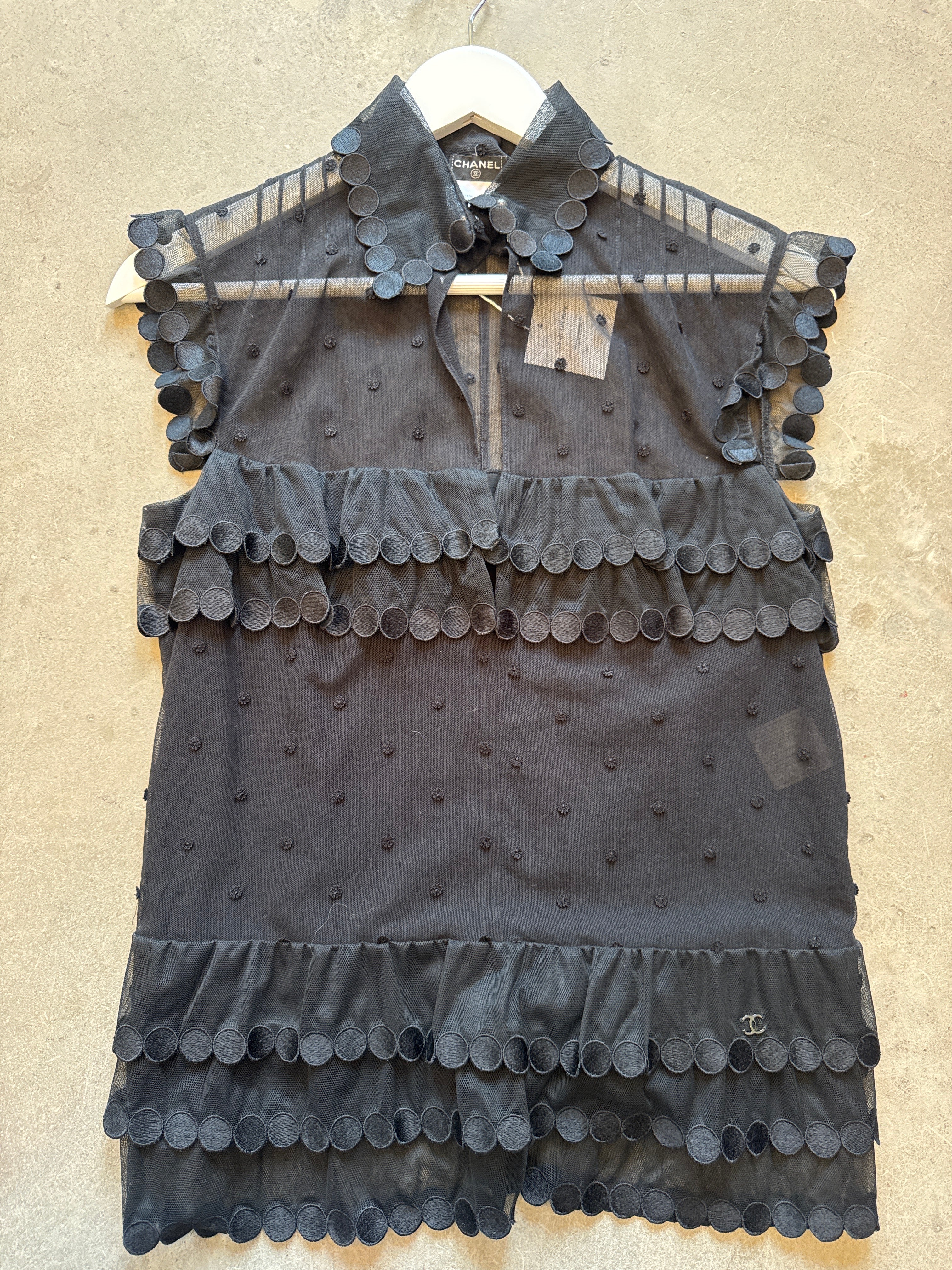 Lace Blouse with Pearl Closure