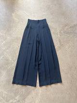 Navy Blue Silk Trousers