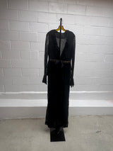Lace Dress with Fluted Front and Beaded Waist