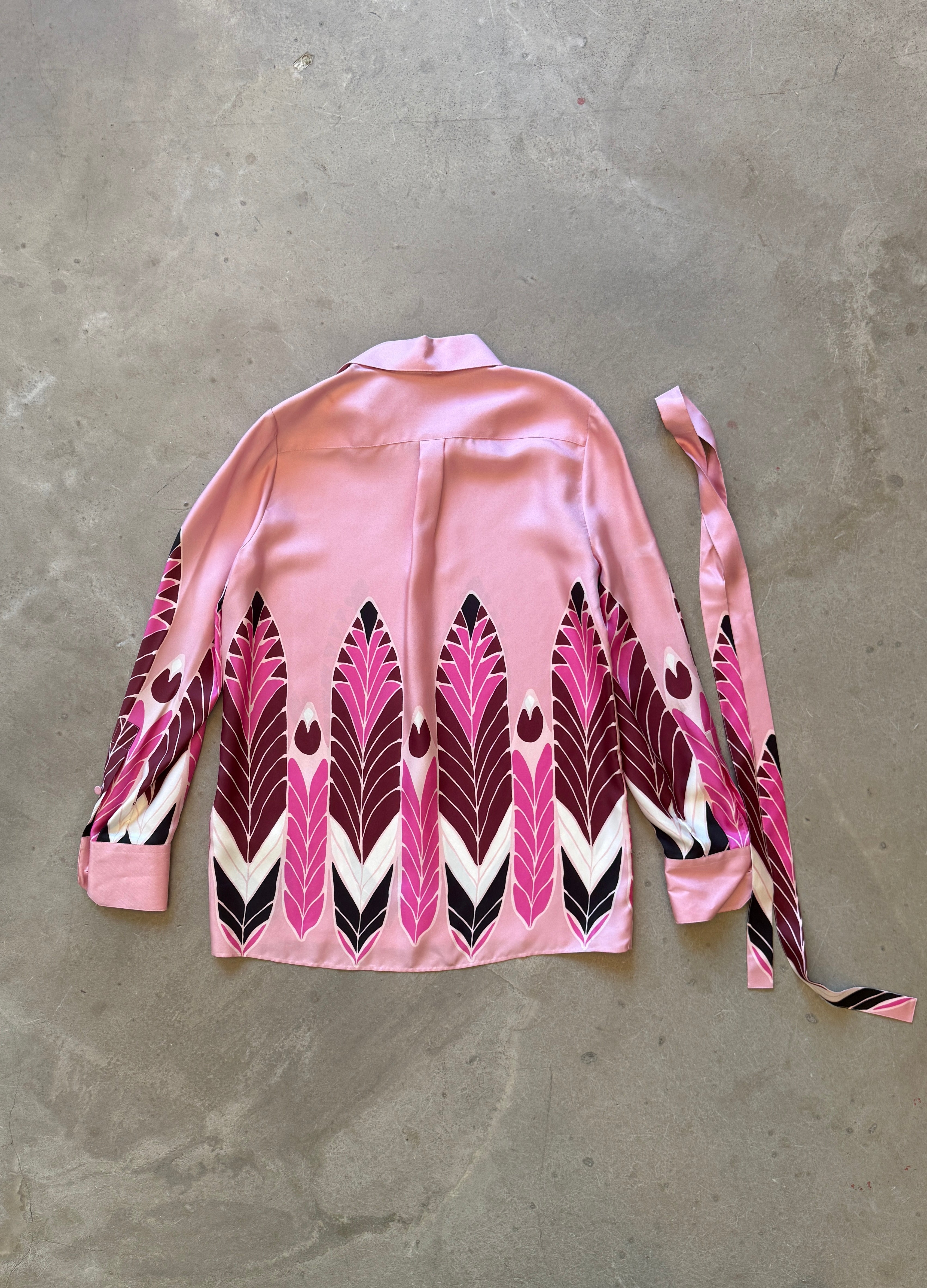 Pink Feather Print Blouse
