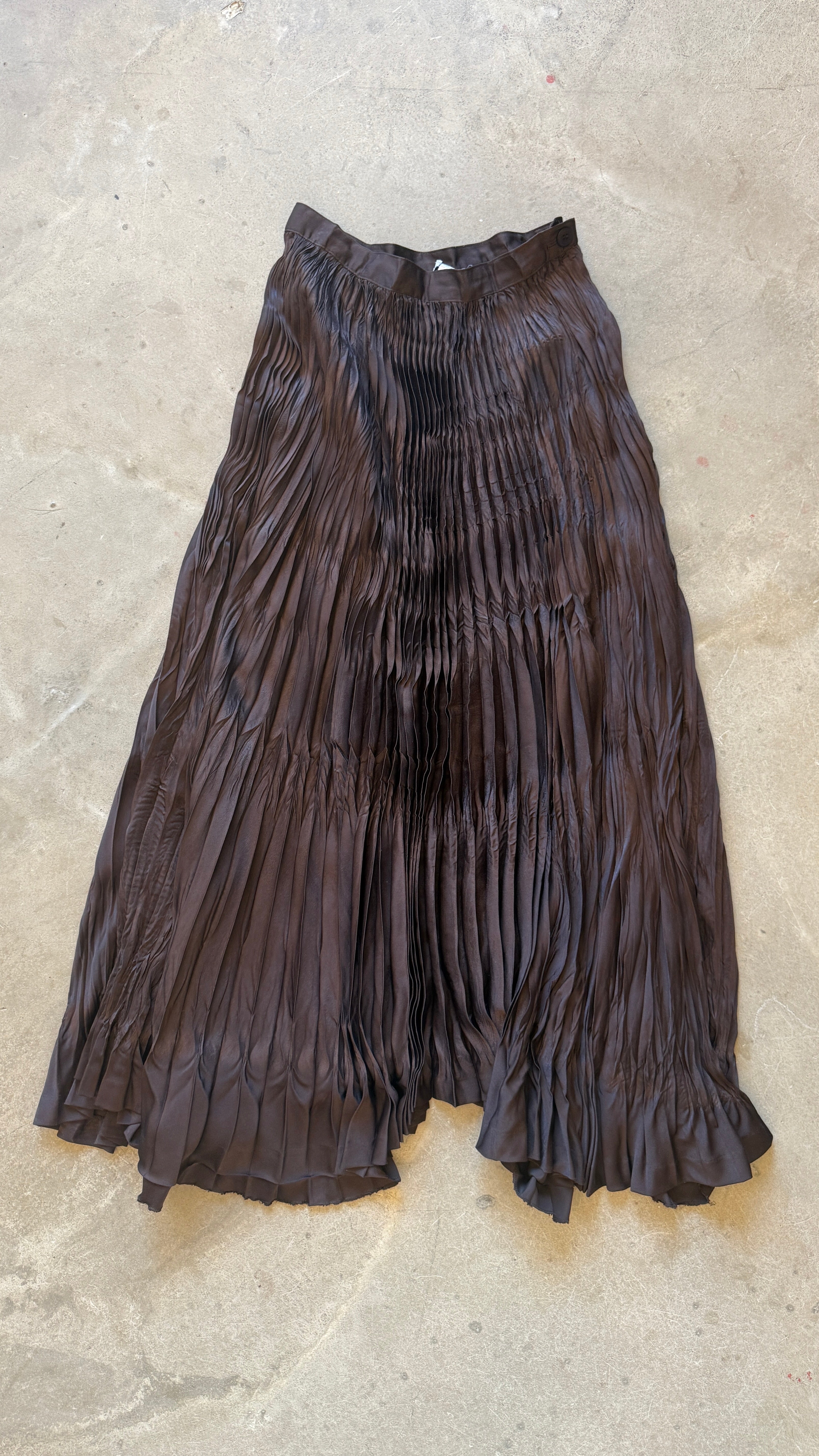 Brown Pleated Maxi Skirt