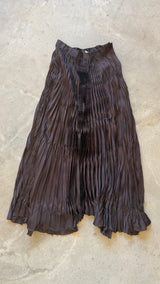 Brown Pleated Maxi Skirt