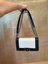 Boy Bag Two-Tone Leather with Ruthenium Hardware