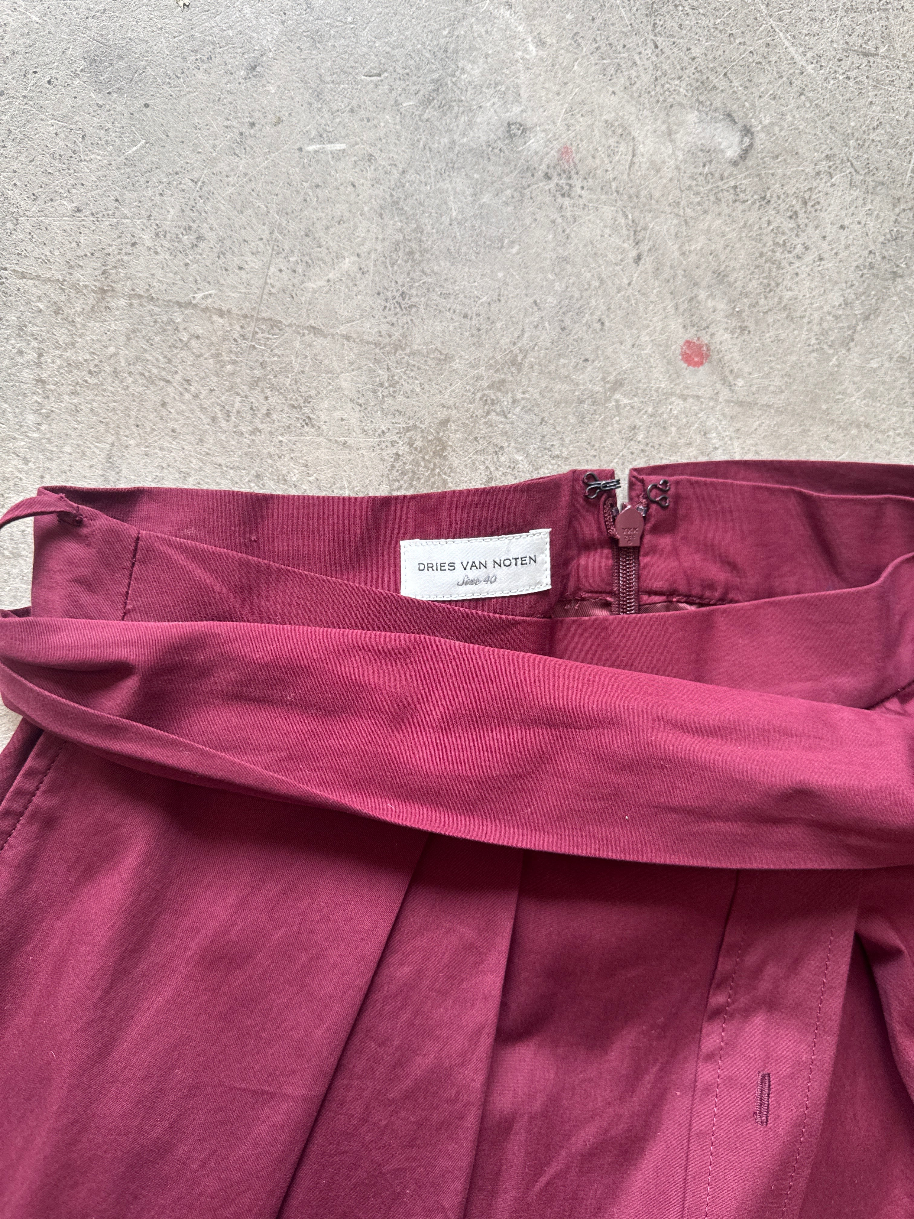 Burgundy Poplin Wrap Skirt