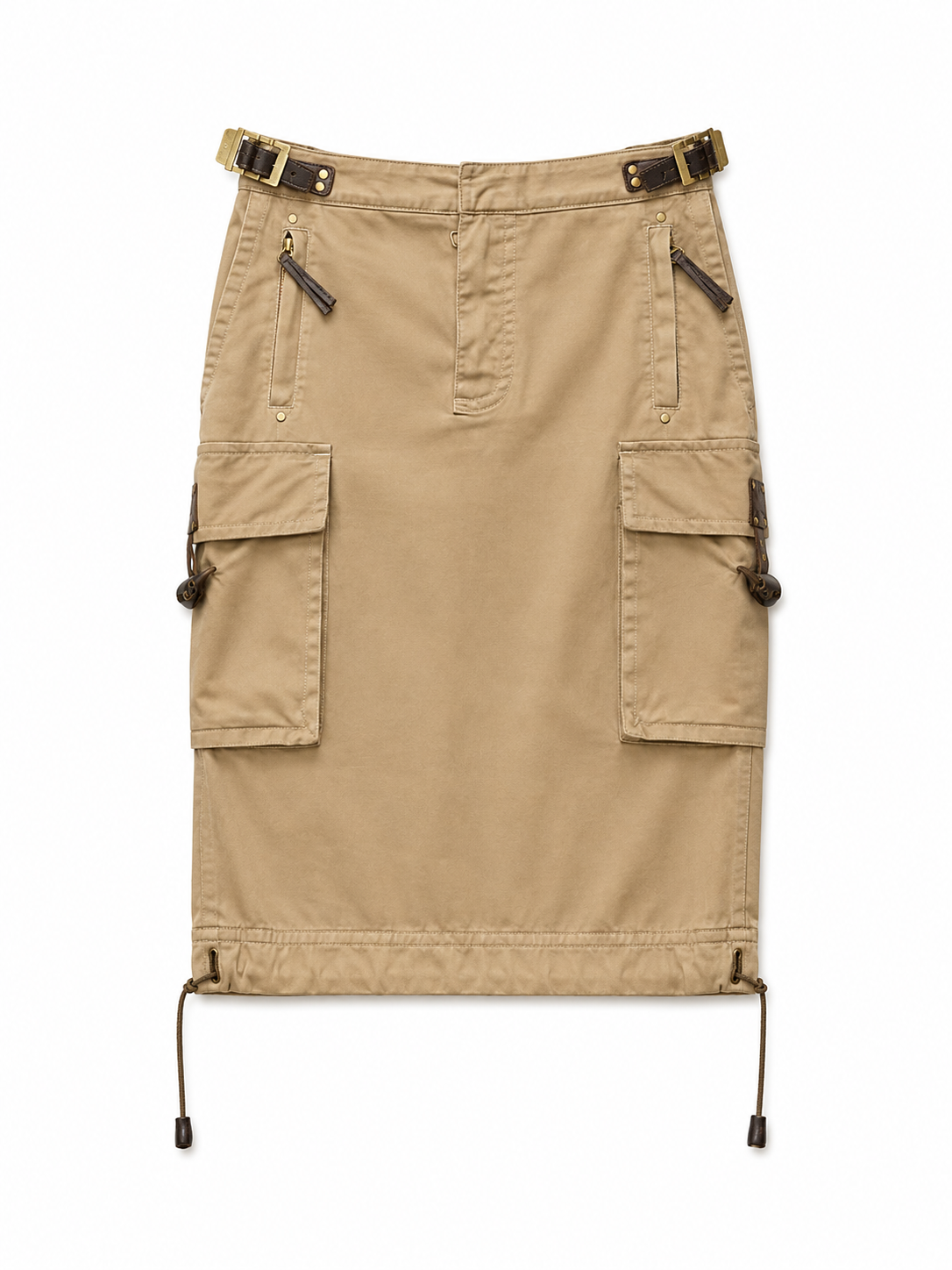 Vintage Runway Utility Skirt with Zips and Bone