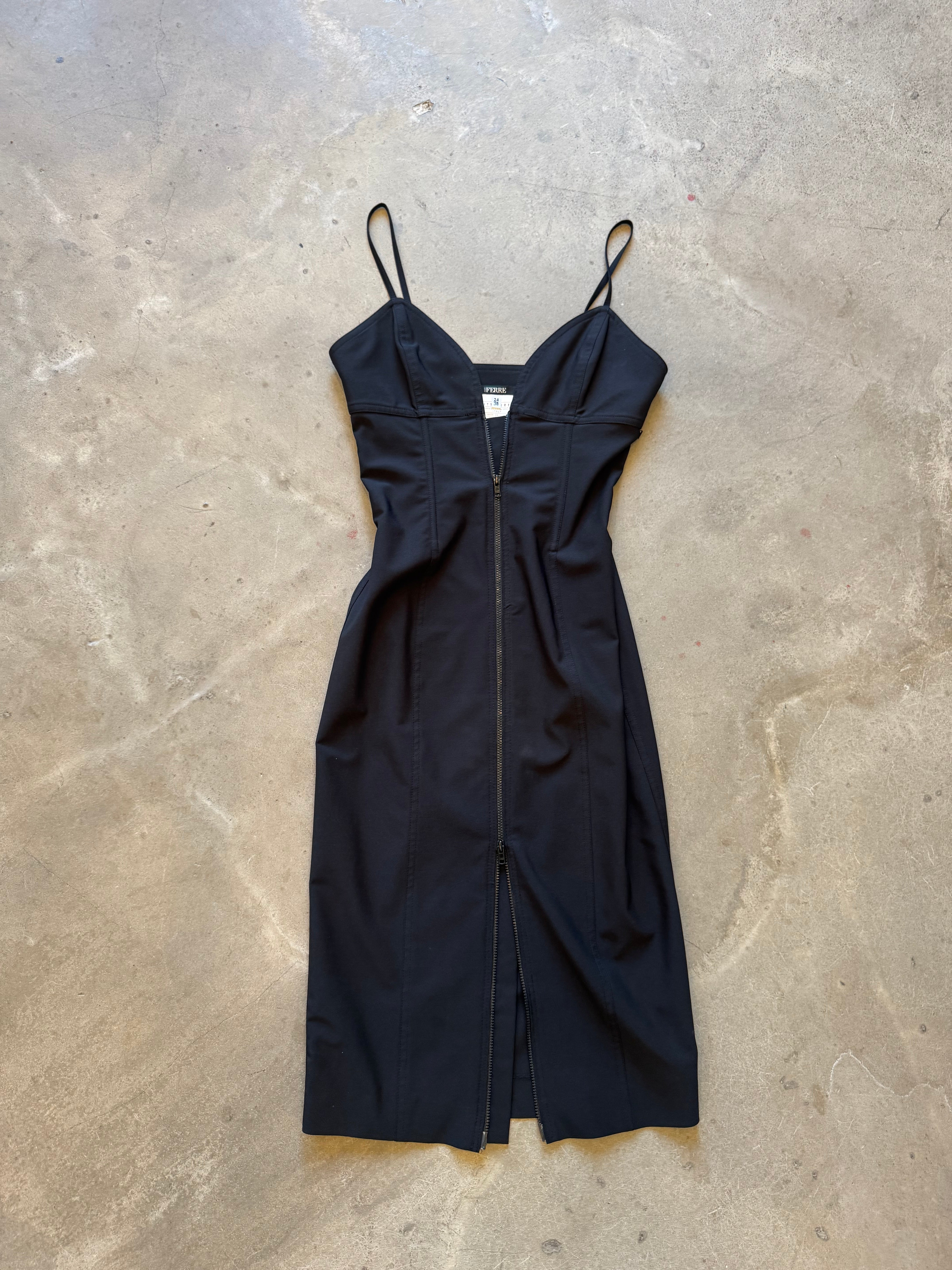 Vintage Black Body Con Dress with Zip