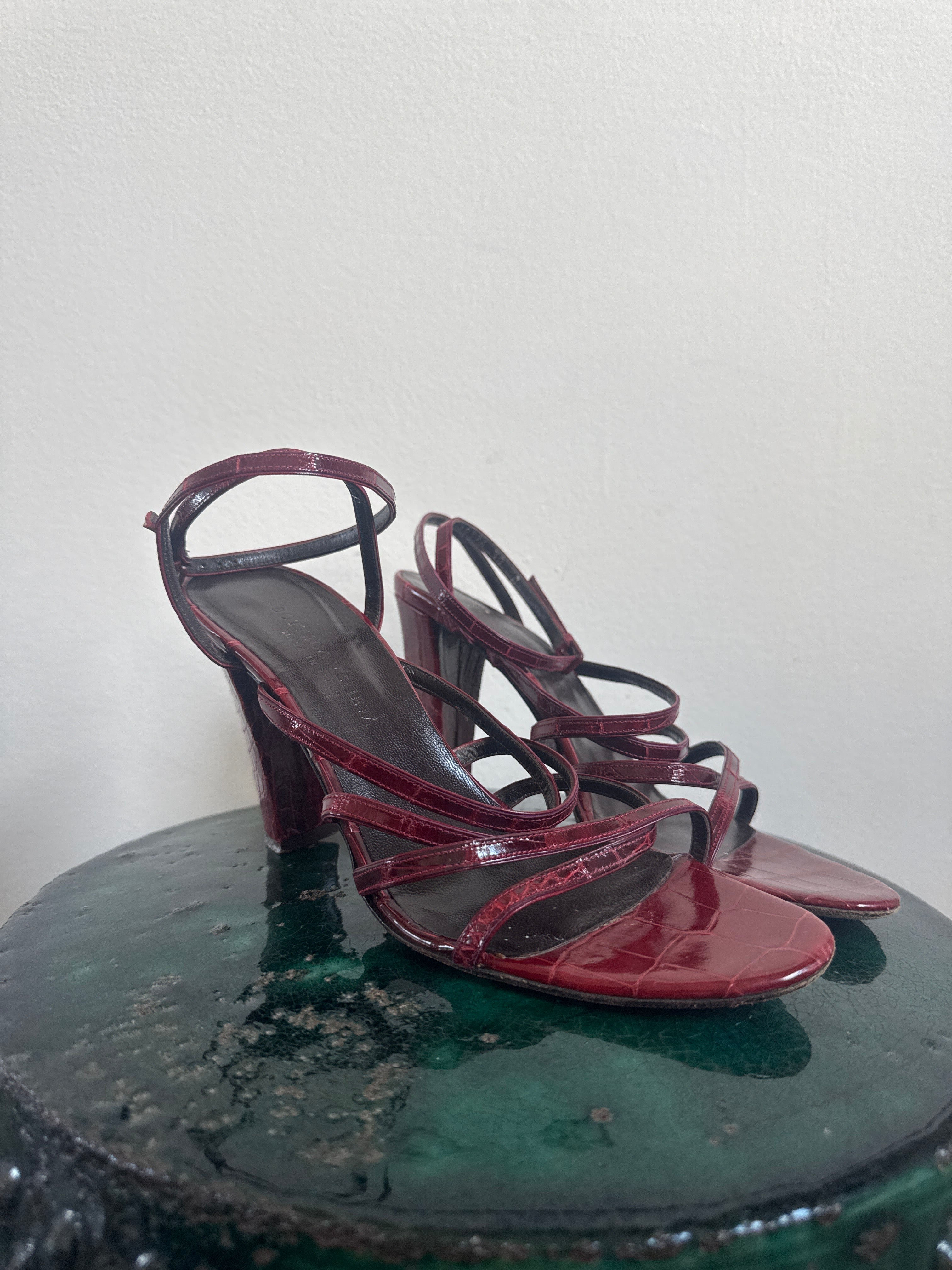 Crocodile Red Strappy Heels (37.5)