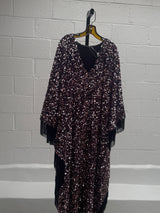 Pink Sequins Kaftan with Fringe