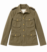 Kaki Military Jacket with Gold Braided Shoulders
