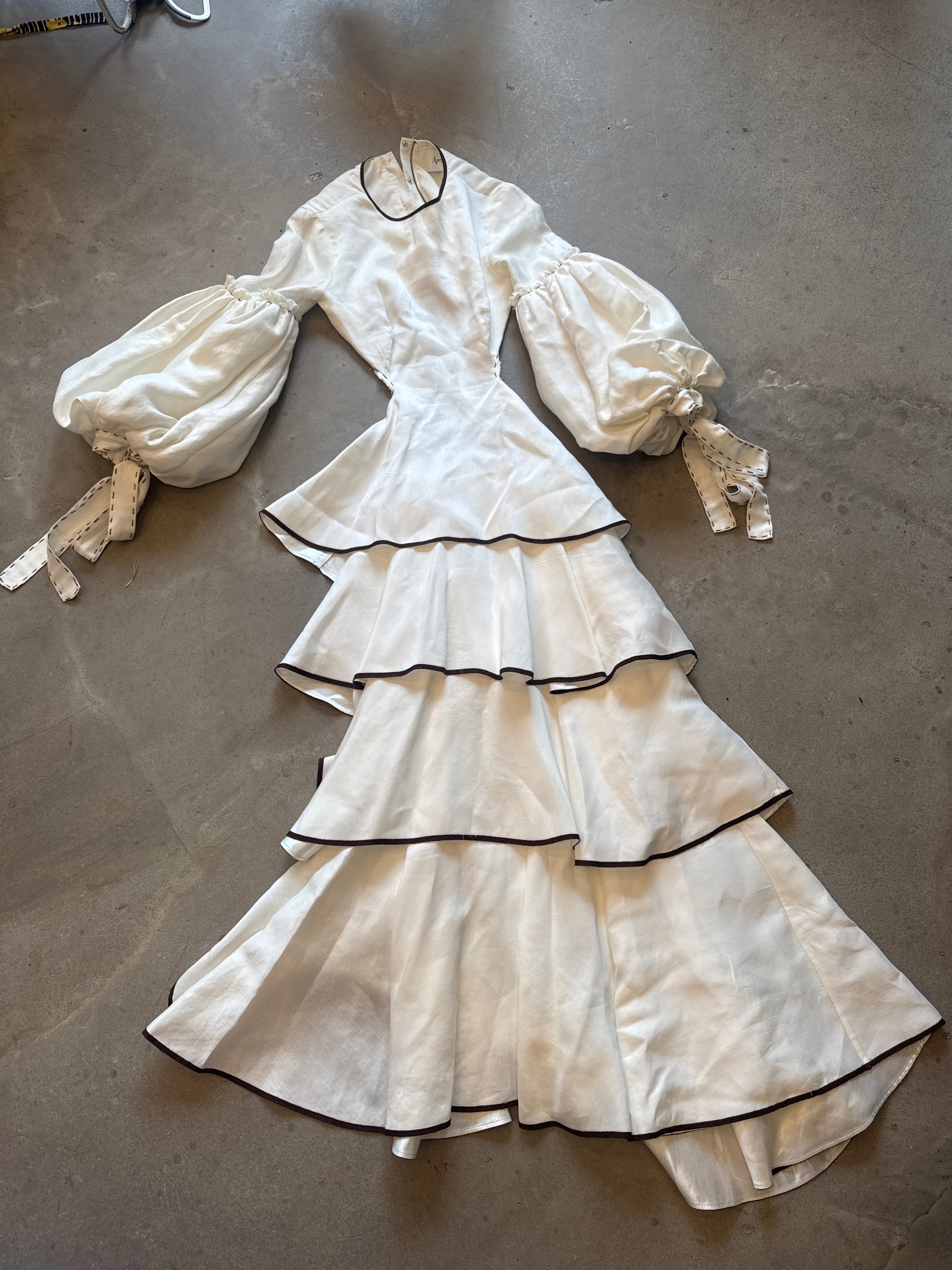 White Romantic Linen Tiered Dress