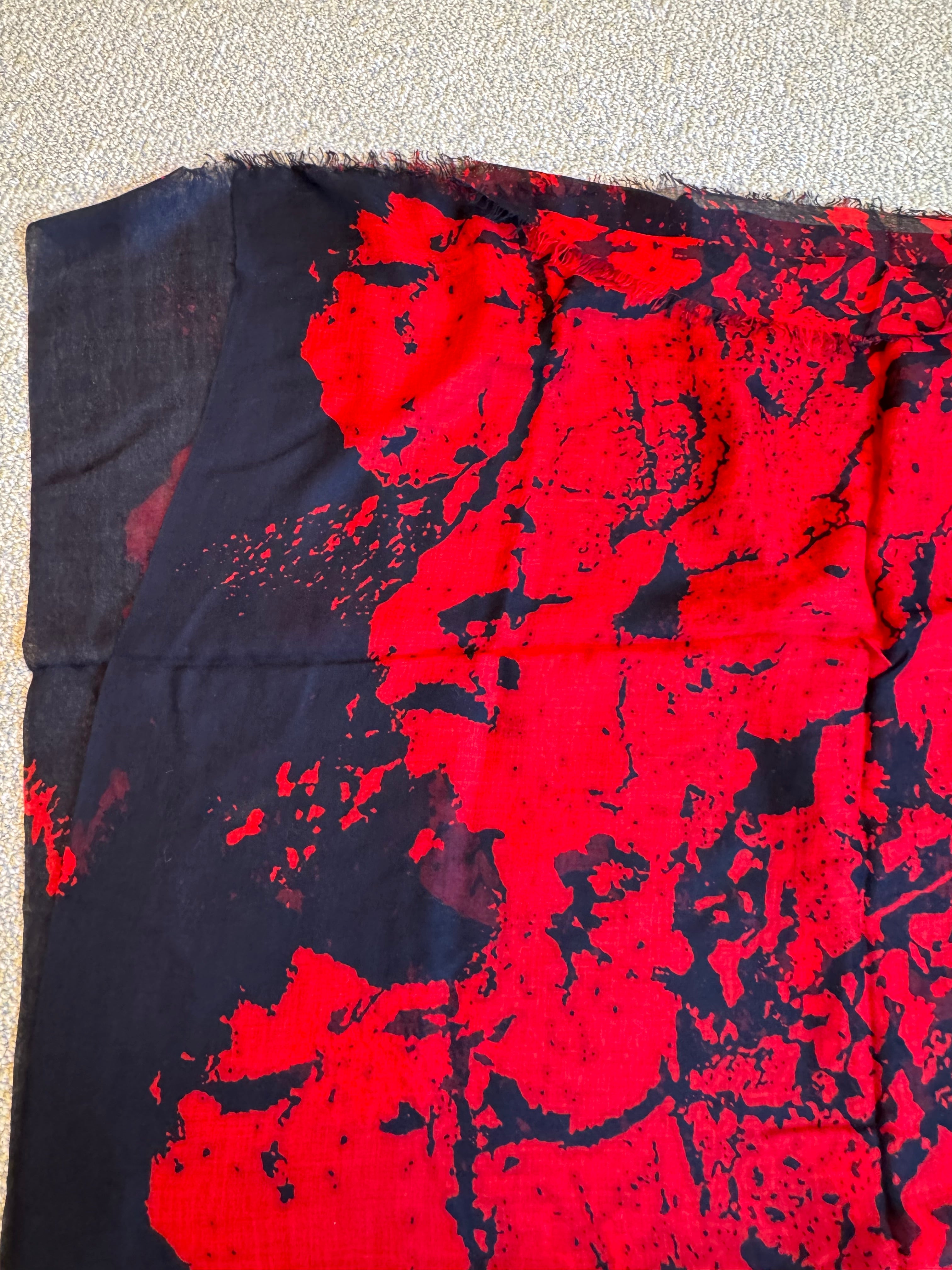 Black and Red Silk Scarf