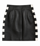 Checkerboard Black Leather Mini Skirt
