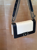 Boy Bag Two-Tone Leather with Ruthenium Hardware