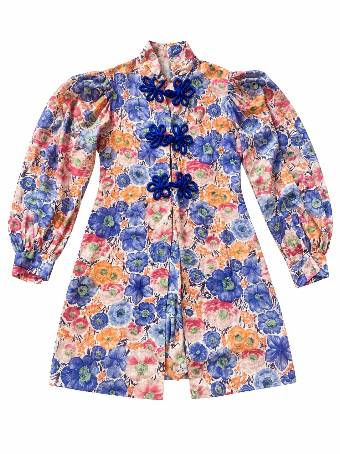 Silk Vintage Jacket with Blue Silk Frog Closures