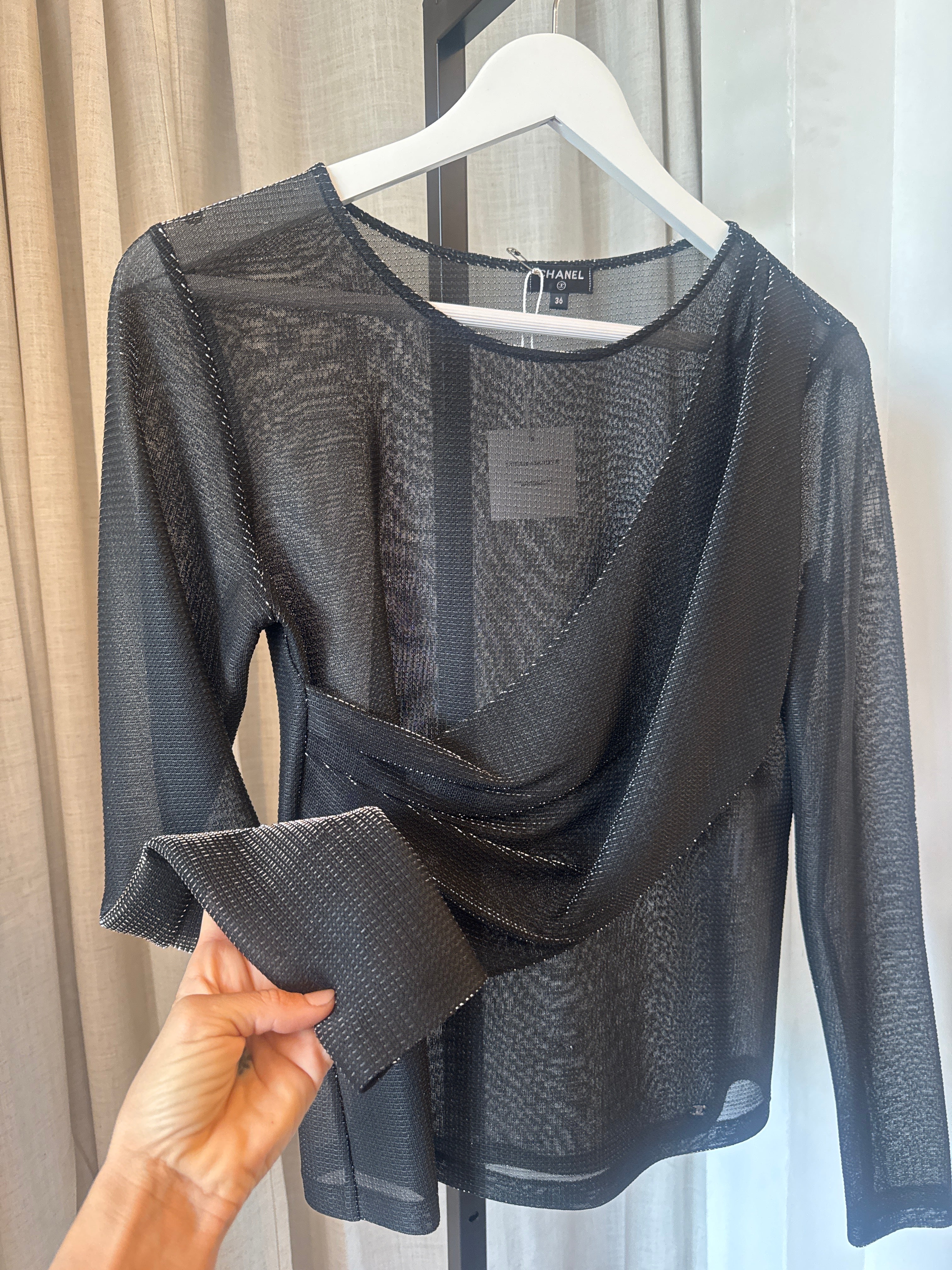 Sheer Glitter Draped Top