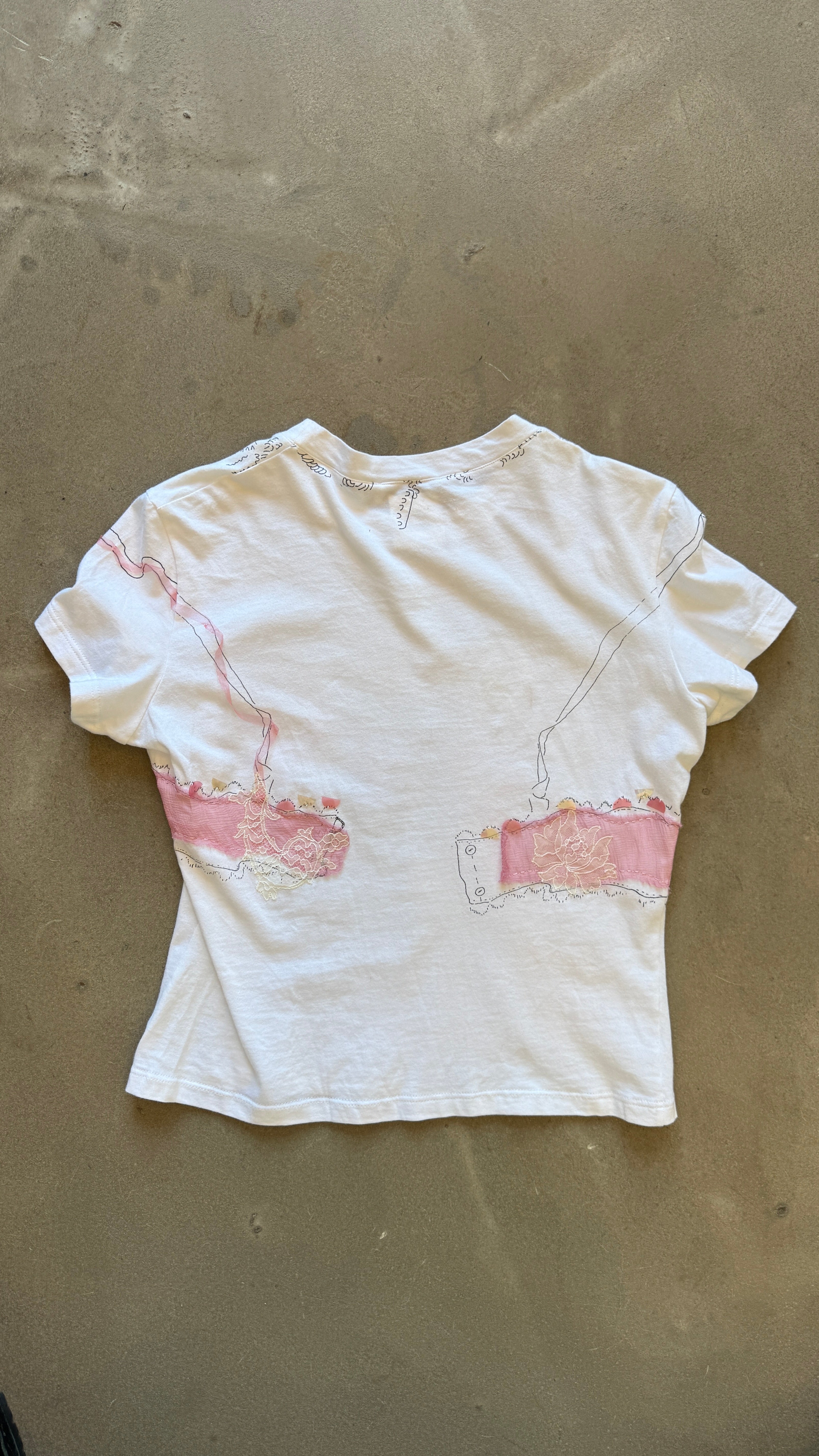 White Lingerie Print T-Shirt