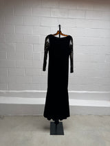 Black Gown with mesh embroidered sleeves